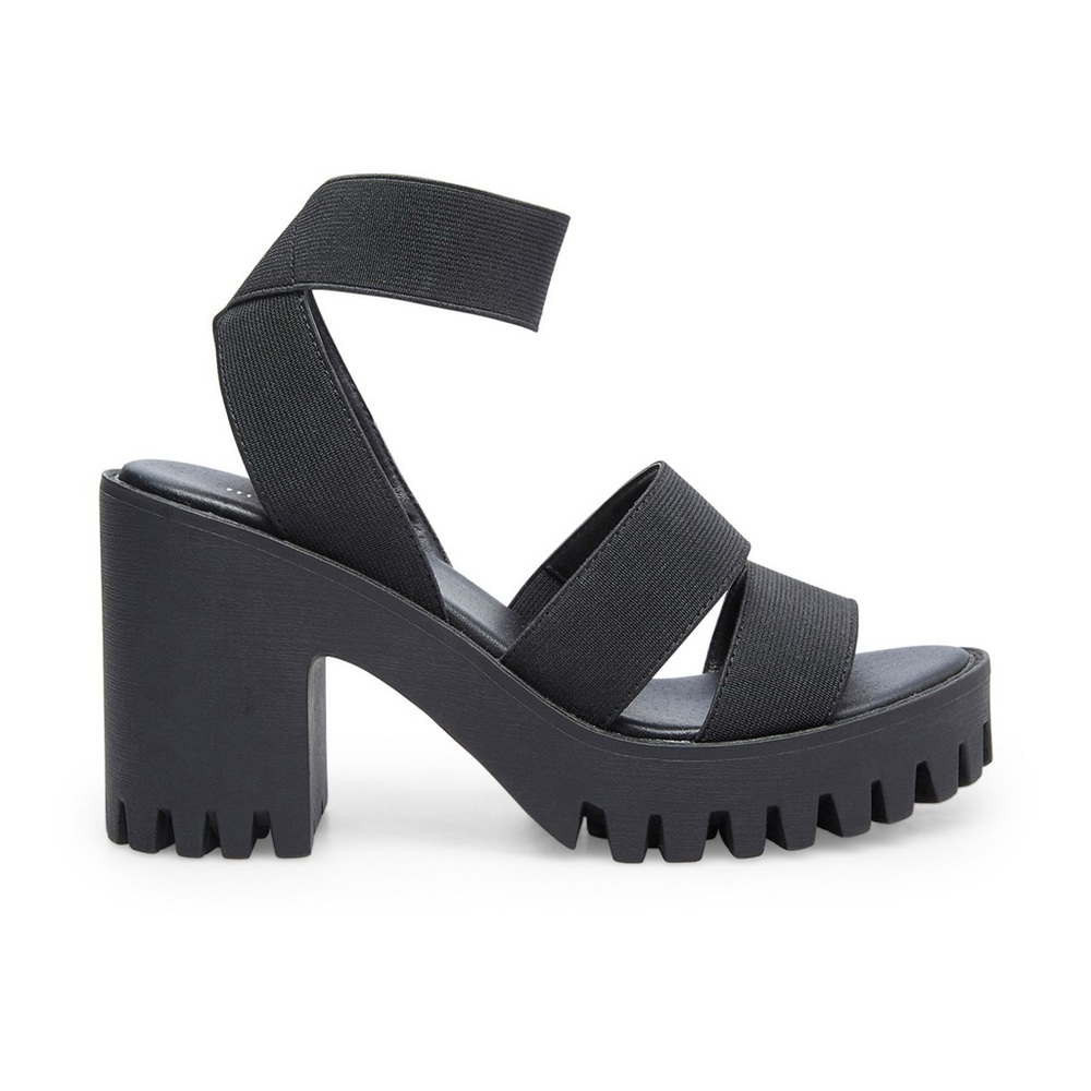 Madden Girl Soohoo Women's Black Chunky Heel Sandals size 6.5